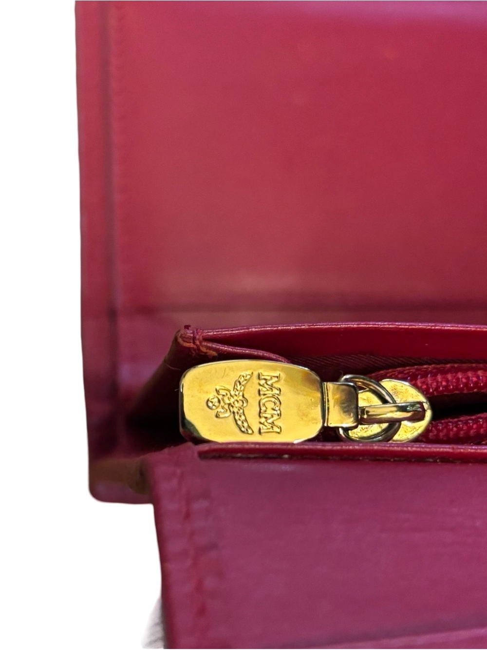 Authentic MCM Quilted Red Leather Wallet with Gold Hardware - Picture 11 of 16